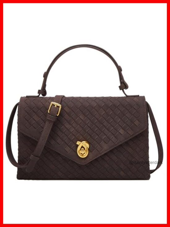 Handbags - Faux Suede Woven Hobo Crossbody Bag Clutch Shoulder Purse for Work Travel